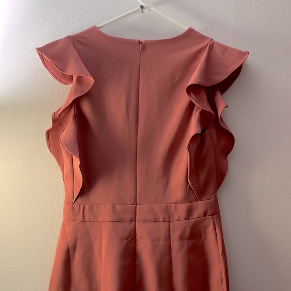 Mauve Pink Express V-neck sheath dress with ruffle sleeves, size 4 - Picture 6 of 6